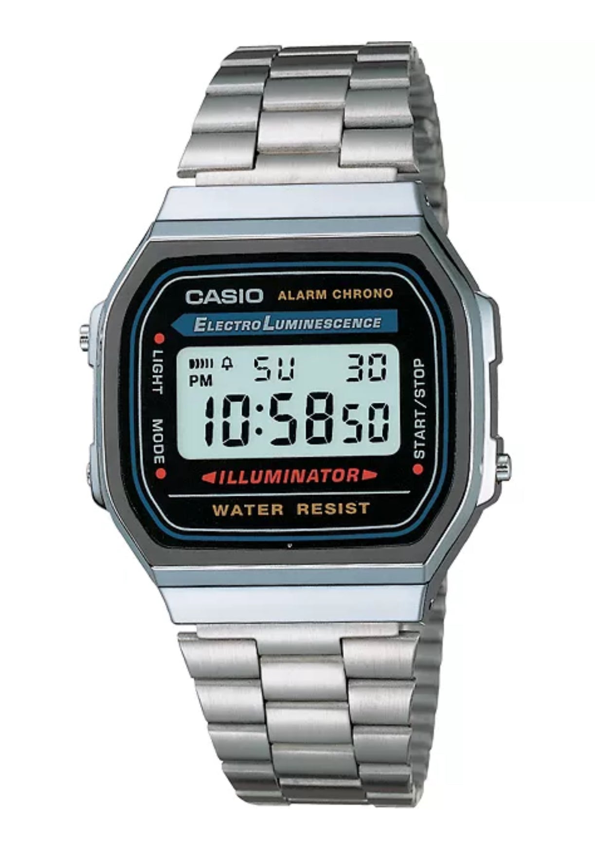 Casio A168W-1 Stainless Steel Digital Watch – Vintage Retro Design