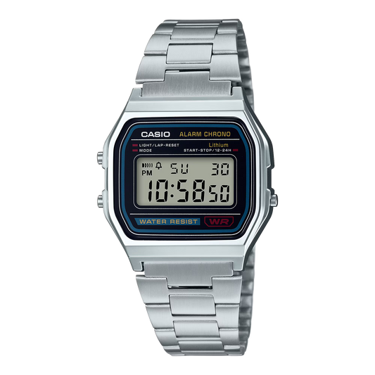 CASIO A158W-1 Unisex Classic Silver Digital A158 Sport Watch WR 30M NEW