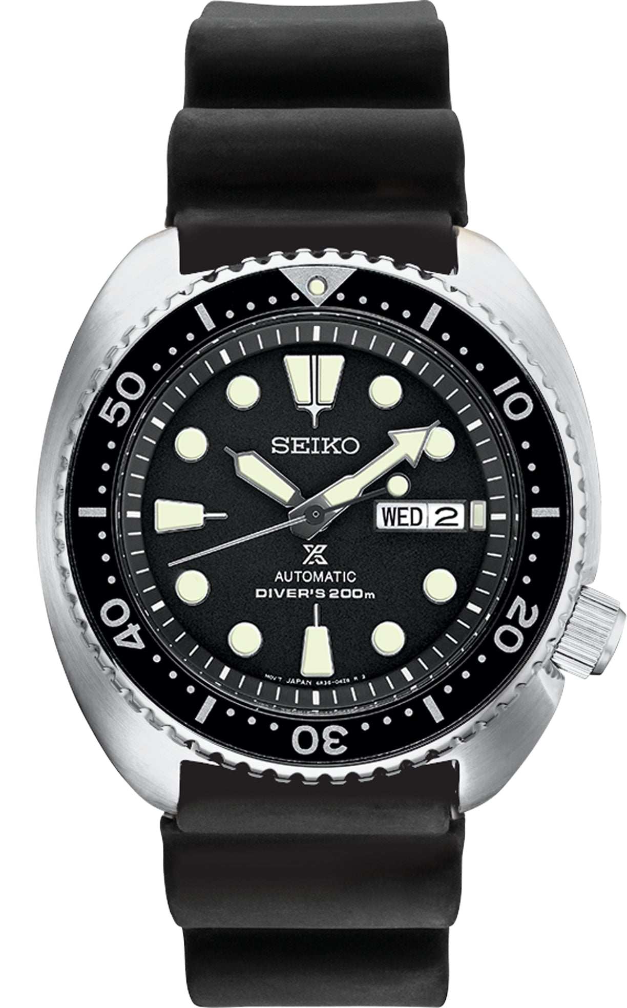 Seiko Black Rubber Turtle Watch SRPE93