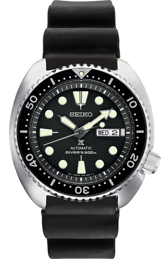 Seiko Black Rubber Turtle Watch SRPE93
