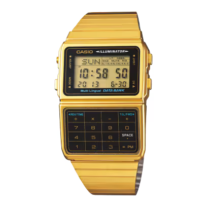 Casio Vintage DBC-611G-1DF Gold Data Bank Calculator Watch